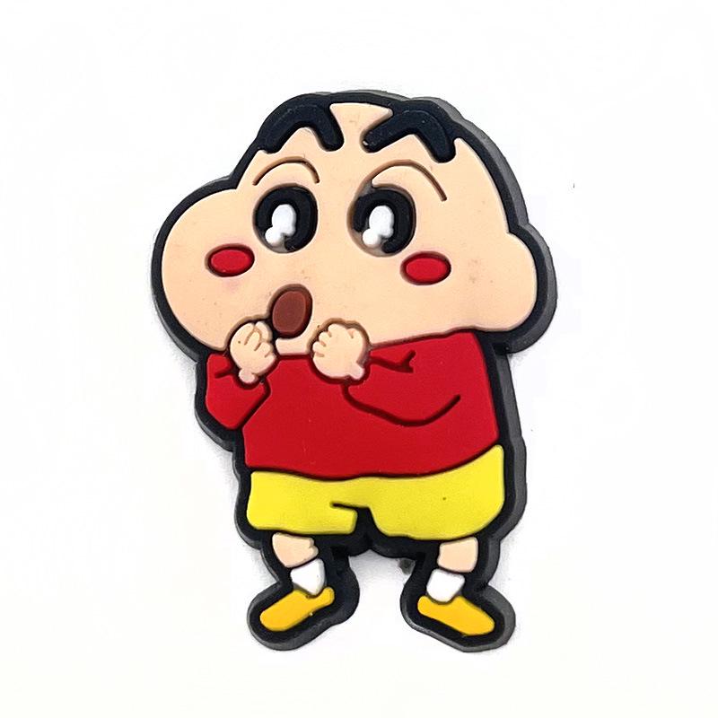 Crayon Shin-chan Funny Hole Shoe Buckles: Soft Rubber Shoe Accessories with Floral Design