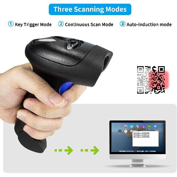 Handheld USB QR Barcode Scanner, NetumScan Wired Automatic 1D 2D Image Bar Code Reader with Adjustable Stand for Store, Supermarket, Warehouse