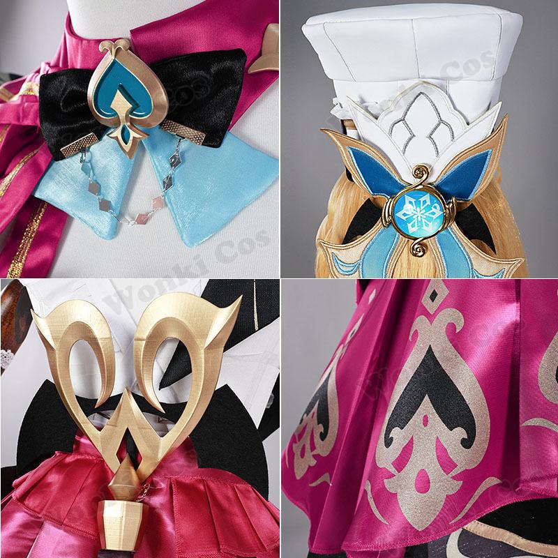 Fontaine Escoffier Cosplay Costume Wig Hair For Game Impact Escoffier Cosplay Shoes For Women Role Play Party Outfits