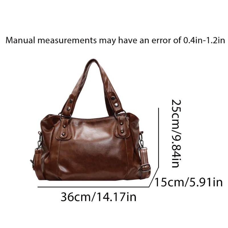 Retro Roomy Shoulder Bag Female Solid Classic Crossbody Bag Large Capacity Soft PU Leather Tote Bag