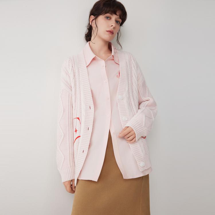 Elle Relaxed Versatile Long Sleeve Knitted Cardigan Sweater Women sweater L8WMK304
