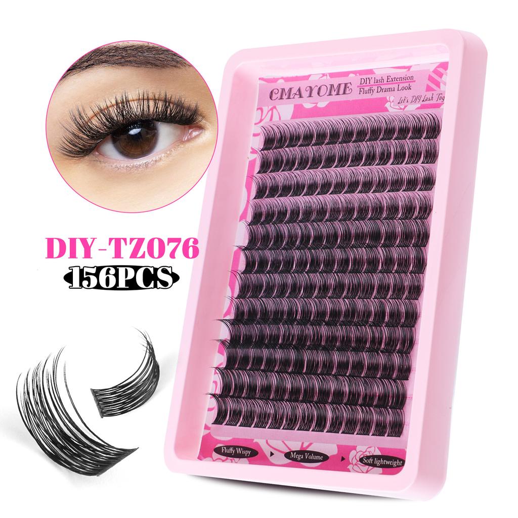 Dichtes Einzel-Cluster C-Song Falsche Wimpern Set 14-18mm Natürlicher Schwung DIY Segmentierte Wimpern