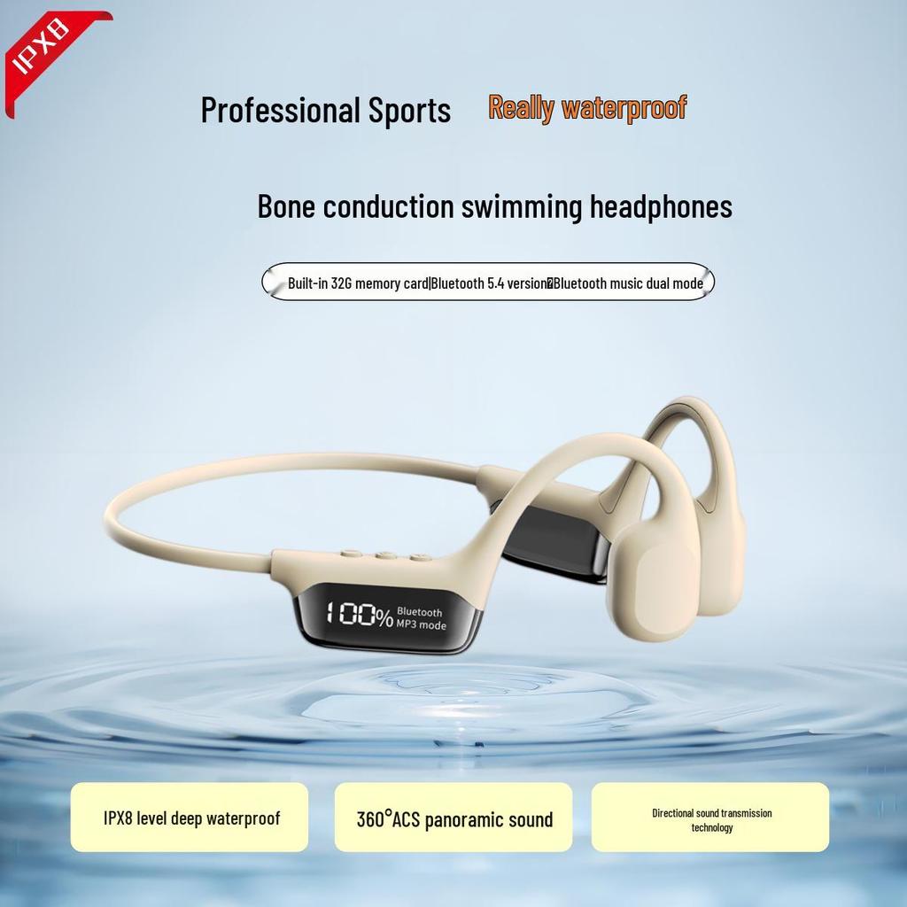 S10 Knochenschall-Schwimmkopfhörer, Bluetooth Kabelloser Sport mit Digitalanzeige & 32 GB In-Ear Speicher