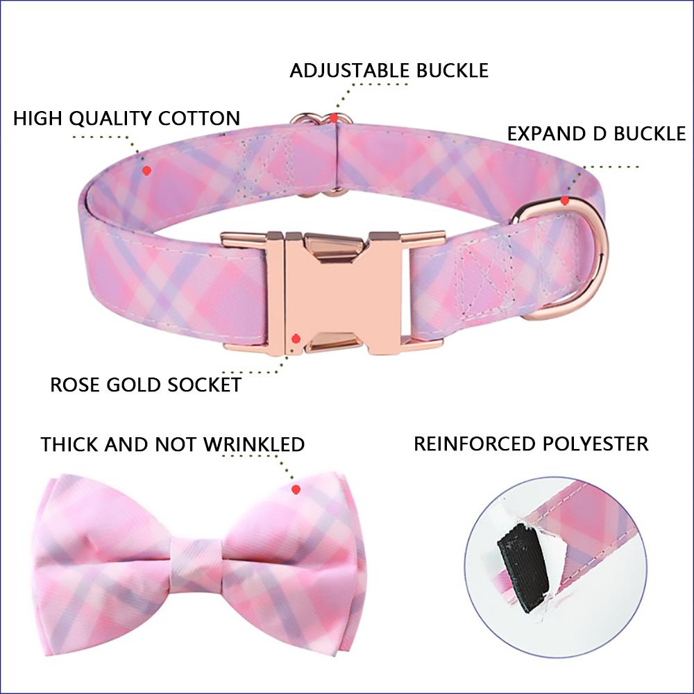 Classic Dog Collar with Bow Tie, Girl Boy Bowtie Quickly Release Buckle, Comfortable Soft Cute Collars for Puppy Small Medium Large Dogs