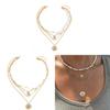 Layered Alloy Chain Necklace With Smile Face And Evil Eye Design For Ladies
