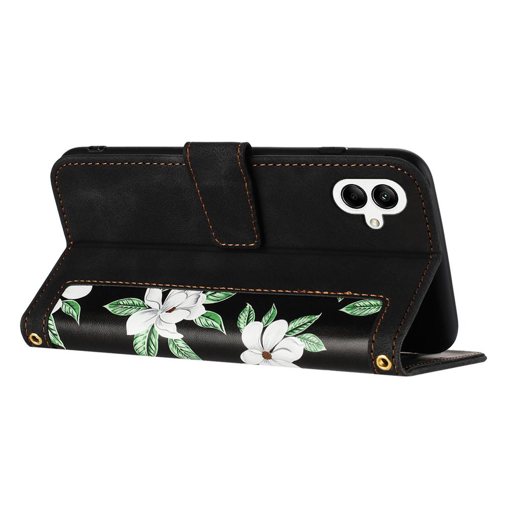 For Samsung Galaxy A06 4G Case PU Leather Floral Phone Cover with Card Slots