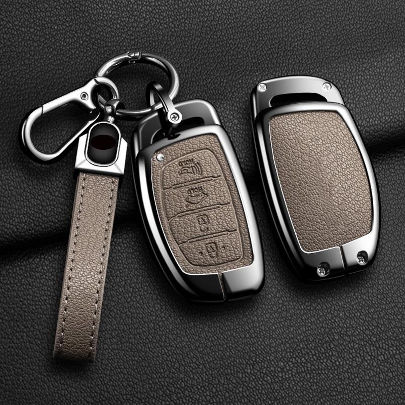 Zinc Alloy Leather Car Key Holder For Hyundai Tucson Elantra Creta Sonata Ix35 Ix45 I40 I30 I20 I10 Ioniq Accent Creata Key Fob