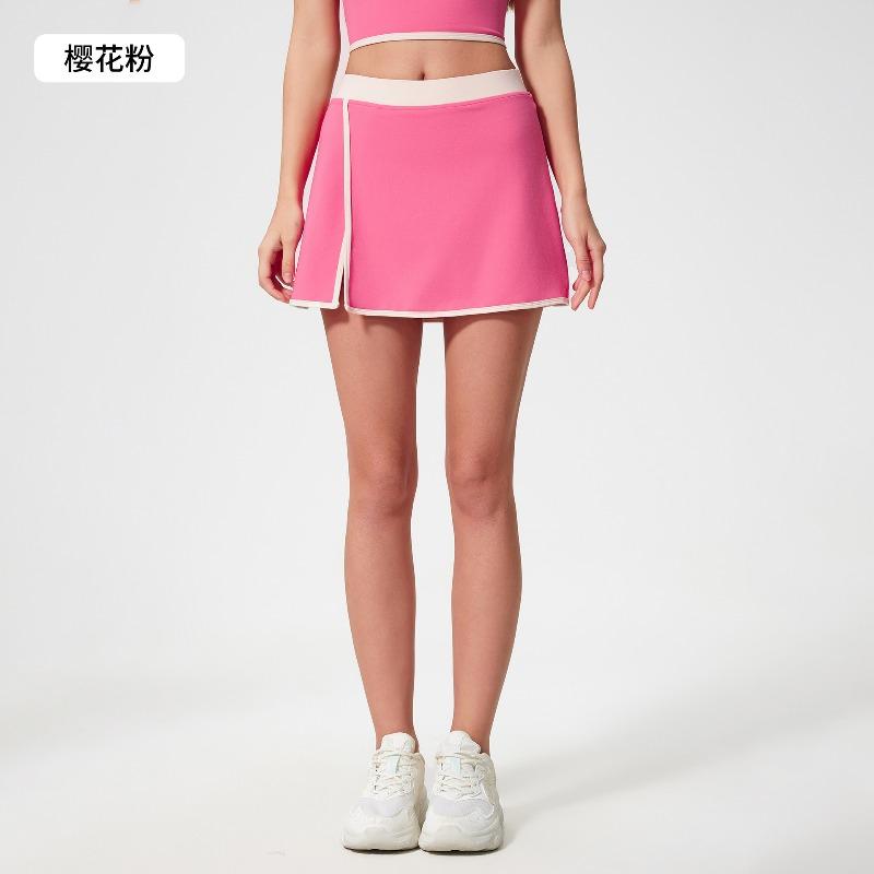 Contrasting Color Sports Tennis Skirt Yoga Suit Women's High-strength Shock-proof Vest Women's Nude Hip-lifting Fitness Nine-point Pants