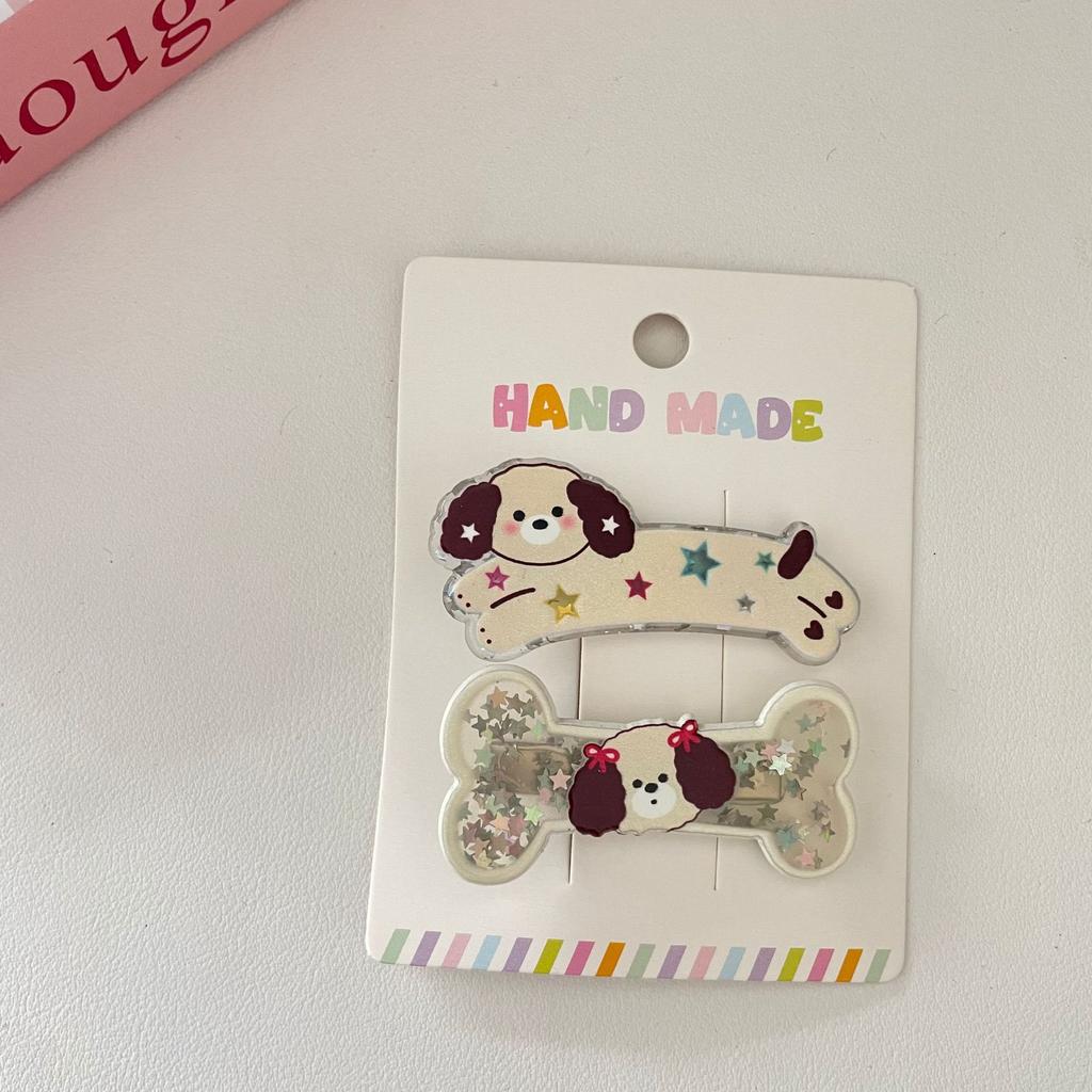 2pcs Cute Cartoon Creative Dog Bone Hair Clip a Pair of Clips Headband Bangs Clip for Women Forehead Side Clip