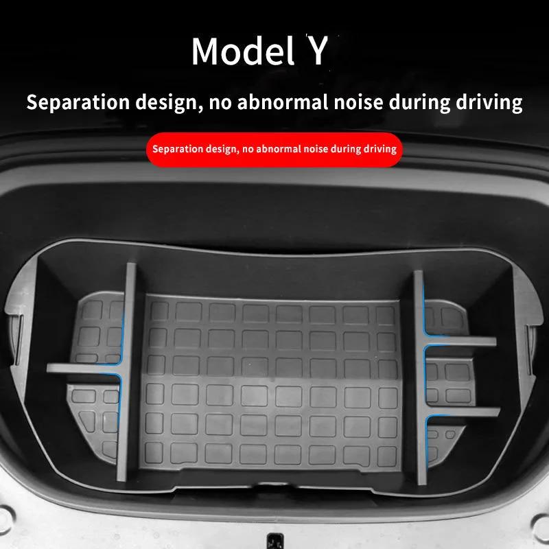 For Tesla Model Y Frunk Organizer Box Rear Trunk Double-Deck Storage Box Front Cargo Dustproof Luggage Storage Tray