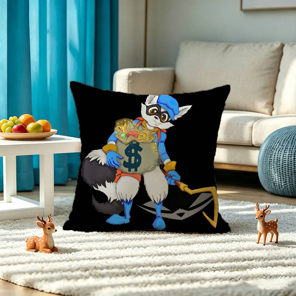 Bentley Shrewd Sly Cooper Square Double-Sided printed Pillow Case Bedroom Bedside Pillow Sofa Cushion Cover