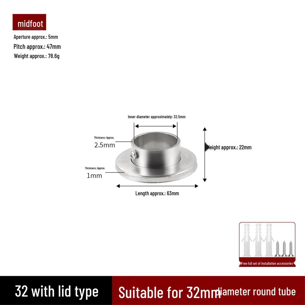 Stainless Steel Flange Base for Clothes Rods & Curtain Fixings