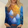Women's Daily Casual Long-sleeved Printed O-neck Top