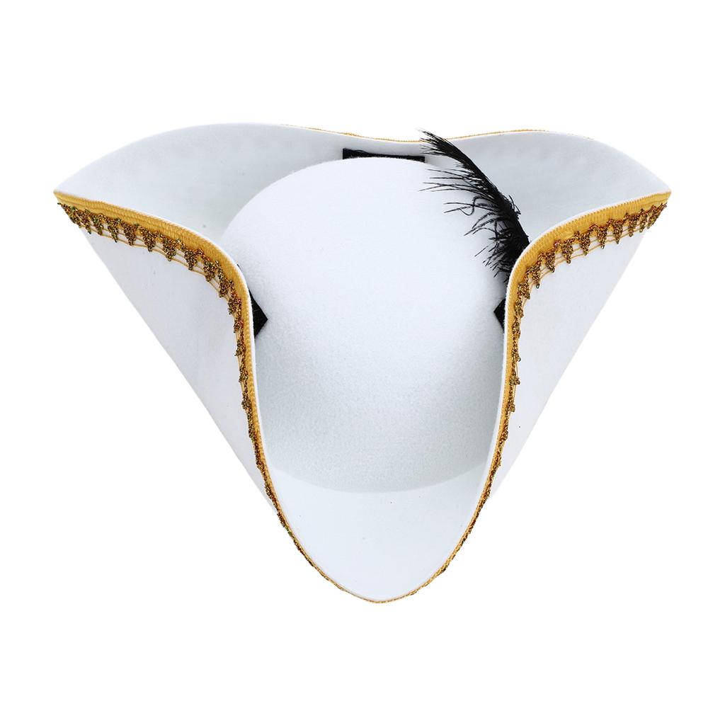 Unisex Halloween Pirate Hat Tricorn Style Distressed Felt with Metallic Brim Cosplay Accessory 1Pc
