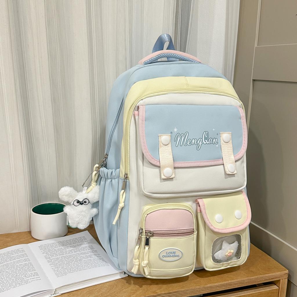 Schoolbag cute college style junior high school students color matching large capacity high value ins backpack small fresh contrasting color backpack