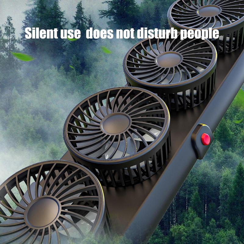 Car Fan Adjustable 4 Head Air Fan Automotive Electric Fan USB/12V/24V Fan Car Silent Fan For Home Desk Office & Car