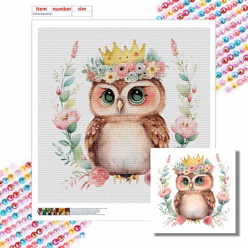 New Arrival 5D DIY Full Circle Diamond Painting "Painted Owl" Embroidery Cross Stitch Home Decor Gift