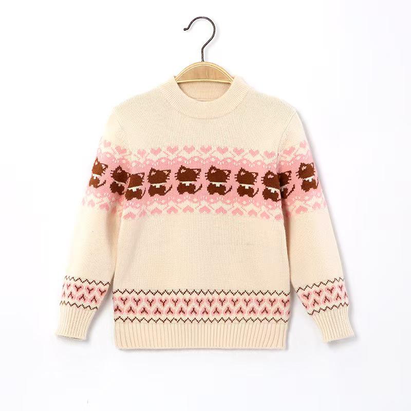 

Children s Cashmere Blend Round-Neck Sweater - Thick Warm Autumn/Winter Girls Sweater 90 cm