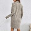 Women Autumn Winter Turtleneck Long Sleeve Dress Knee Length Top