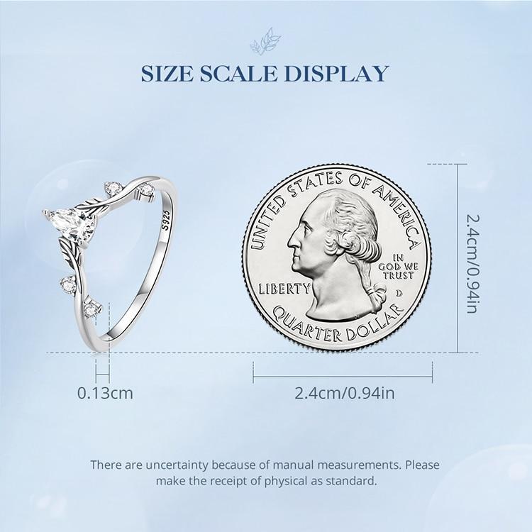 Buy Bamoer 925 Sterling Silver Rattan & Water-drop Shaped Zircon Ring ...