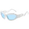SO&EI Ins Popular Fashion Cat Eye Sports Driving Sunglasses Men Vintage Punk Gradient Mirror Goggles Women Hollow Shades UV400