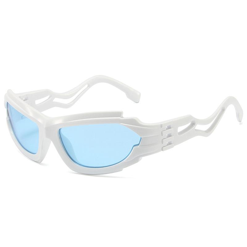 SO&EI Ins Popular Fashion Cat Eye Sports Driving Sunglasses Men Vintage Punk Gradient Mirror Goggles Women Hollow Shades UV400