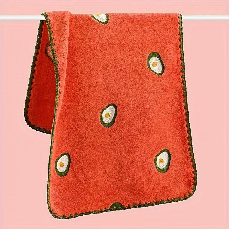Pcs 1 Tropical Fruit Print Coral Velvet Towels Soft Absorbent Quick Dry Face Cloths Embroidered Knit