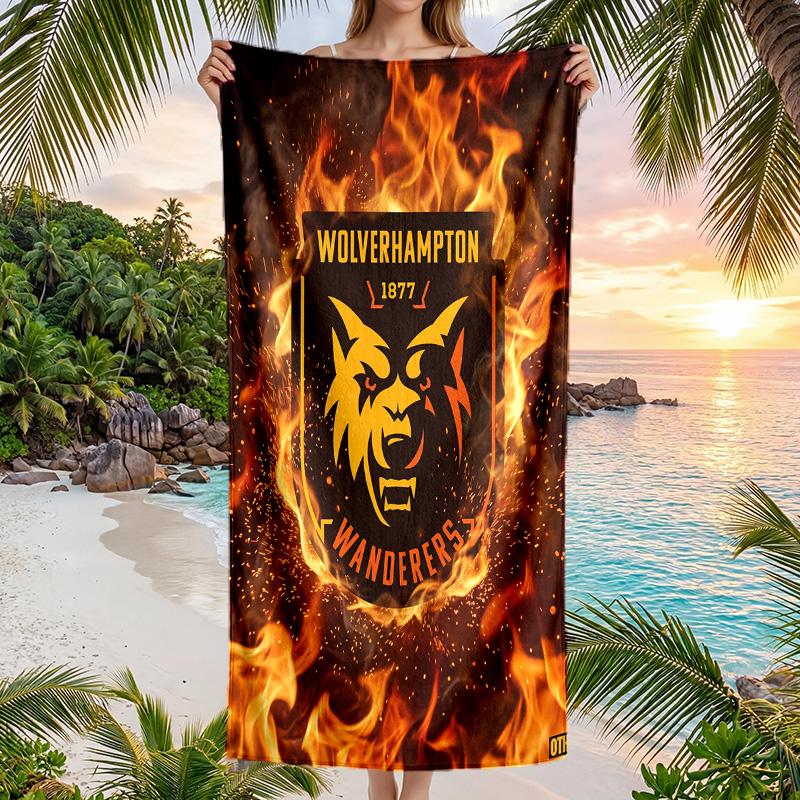 Wolverhampton Wanderers Fußball Strandtuch Weiches Mikrofaser Sommerhandtuch Schnelltrocknend Saugfähiges Handtuch für Strand Schwimmbad Reisen