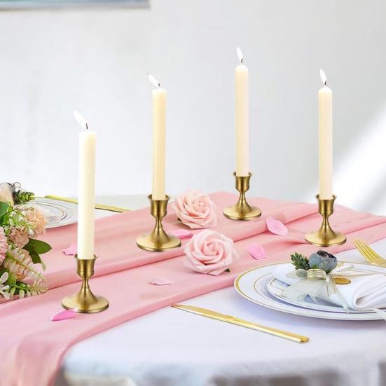 Clean Lines Candle Holder Candlestick for Tealight or Pillar Candles, Metal European Simple Holder, Romantic Wedding Decor Dinner Table Centerpiece