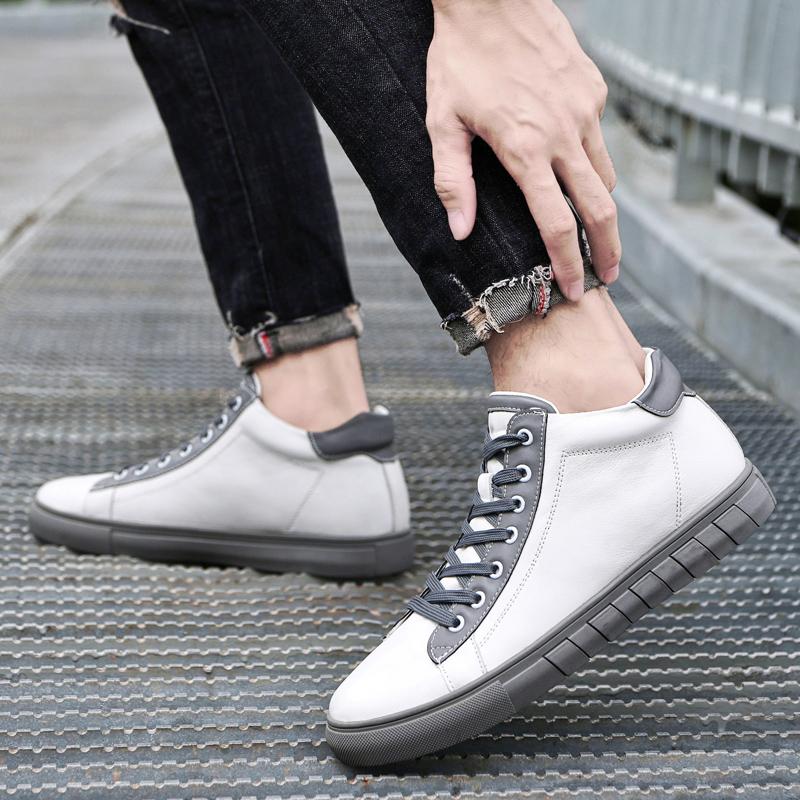 Genuine Leather Casual Shoes High Quality Men Lace Up Skate Shoe Man Outdoor Jogging Footwear 2024 Lightweight Men's Ankle Boots