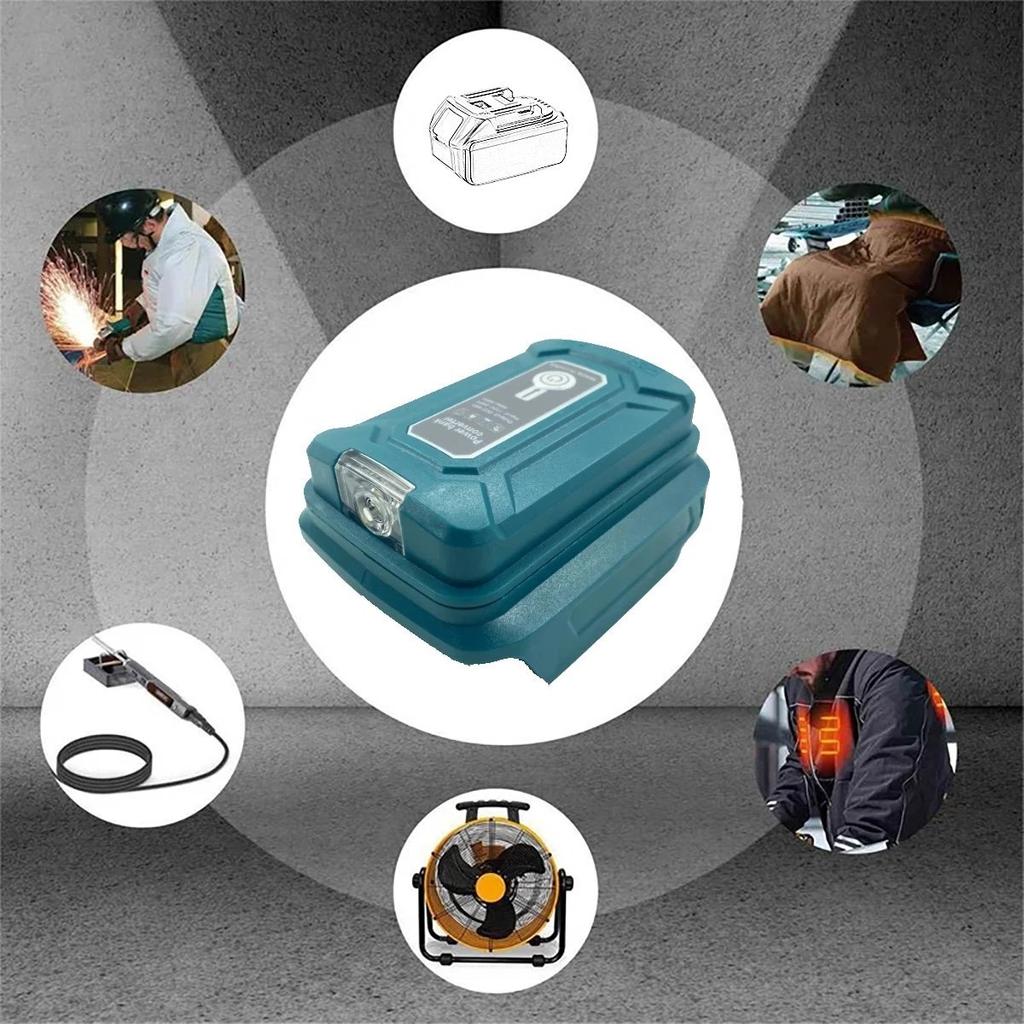 Adapter LED Working Light For Makita 14.4V/18V Li-on Battery BL1830 BL1430 BL1850 Dual USB Converter with LED Lamp for Makita