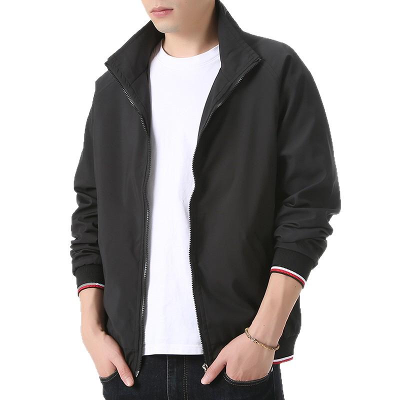 Men's Plus Size Raglan Sleeve Baseball Jacket - Stand Collar, Velvet Lined for Spring, Autumn, and Winter. Casual Business Style Outerwear.
