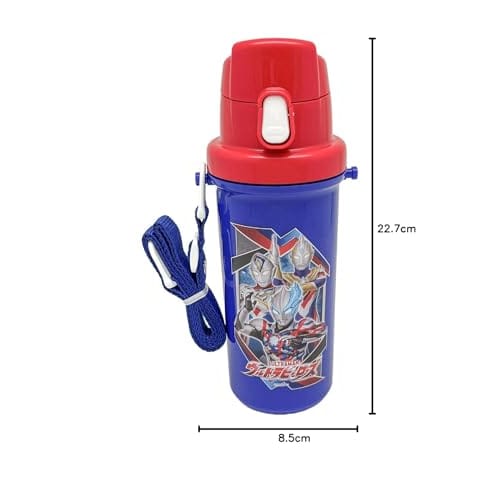 OSK Ultra Heroes Direct Drinking Water Bottle, 600ml, Made in Japan, with Dedicated Shoulder Strap, One-Touch Opening, Wide Mouth, Easy to Drink from,