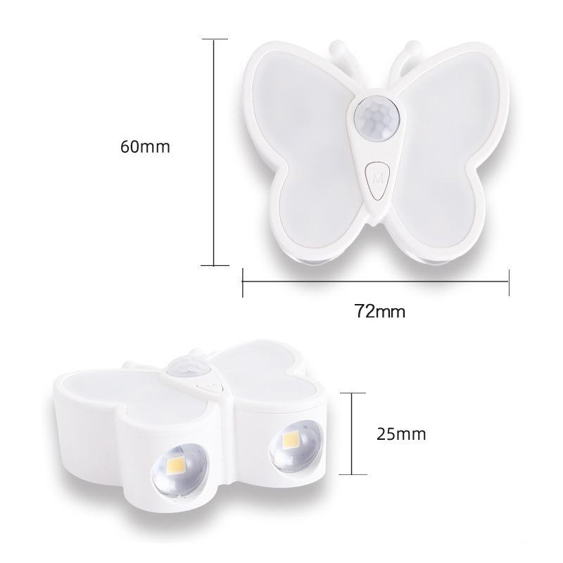 Rechargeable LED Butterfly Night Light with Body Sensor & Magnetic Attachment for Bedrooms