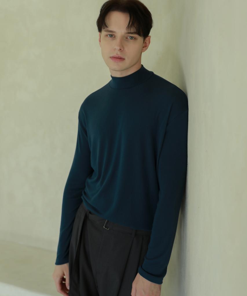 ESN Half Turtleneck Knit T-Shirt Deep Blue
