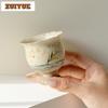 80ml Caramel Glaze Hand-painted Bamboo Teacup Vintage Tea Bowl Tea Pair Tea-tasting Fragrance Cup Chazhan Master Cups Teaware
