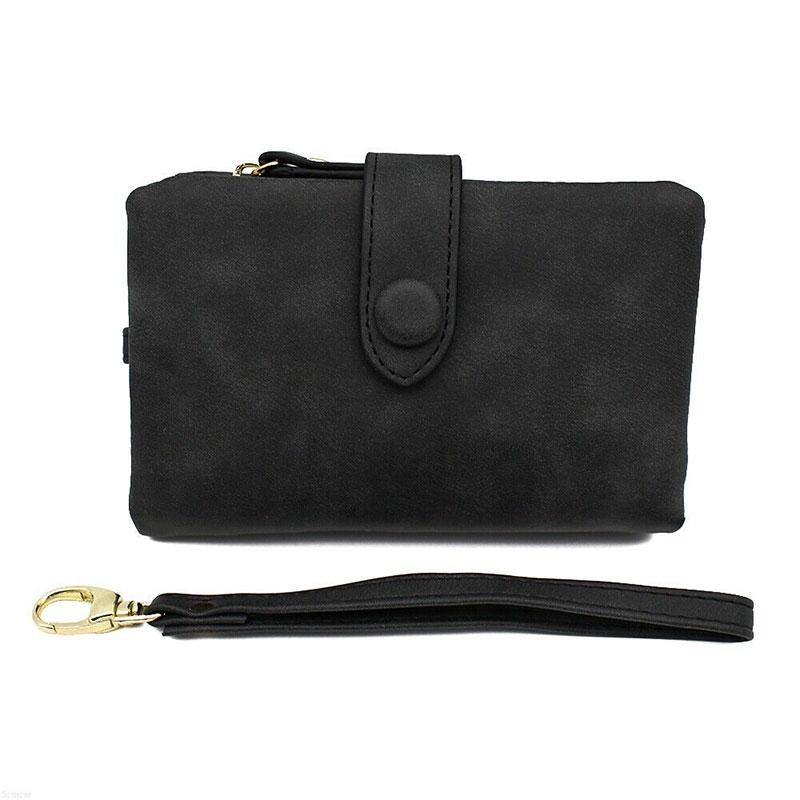 

Женский матовый кошелек из искусственной кожи, женский кошелек для карт, кошелек-клатч, сумка с зажимом для денег чёрный