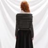 UNIFREE Women's French-Style Striped Off-Shoulder Knit Sweater