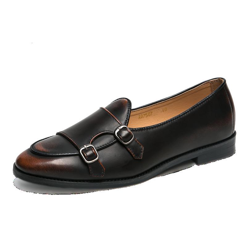 7507 Spring and Autumn New Fashion Color Polishing Fashion British Style Business Casual Small Leather Shoes Brock Retro Men's Shoes