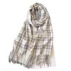 Autumn and winter warm shawl plaid commuter scarf sweet fresh scarf unisex fashion fringed imitation cashmere