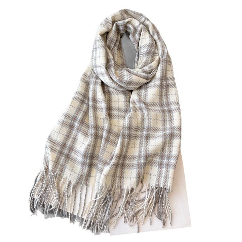 Autumn and winter warm shawl plaid commuter scarf sweet fresh scarf unisex fashion fringed imitation cashmere