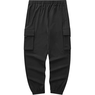 Solid Color Soft Comfortable Casual Sports Mid Waist Cargo Pants Men Pants Deep-Night-Black L324M085-03B6