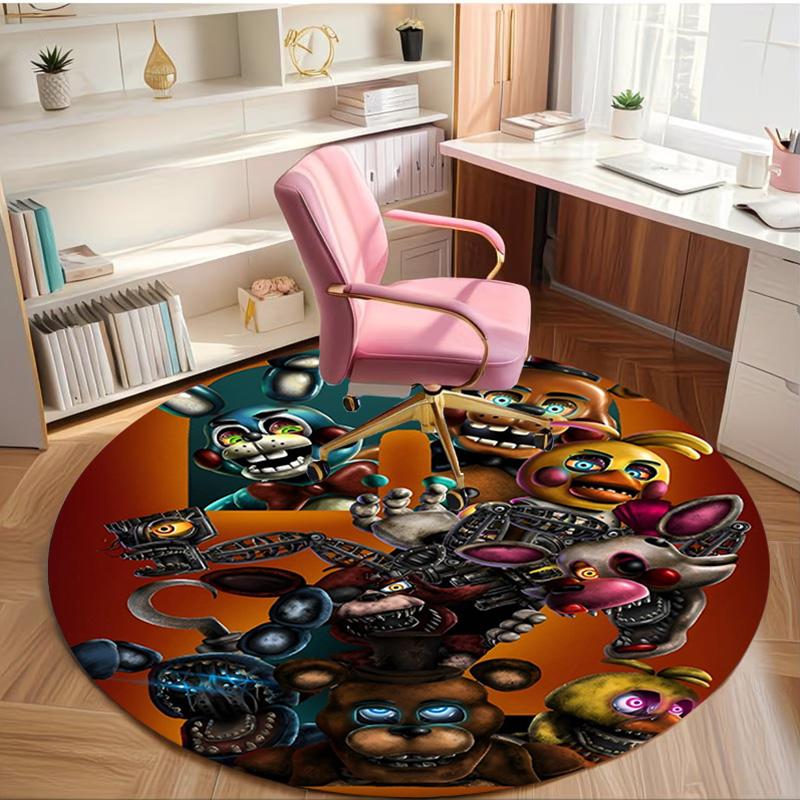 Five Nights at Freddy's Print Round Rug, Washable Floor Carpet, For Entryway Dorm Laundry Room Office Study, Home Decor Birthday Christmas Gift