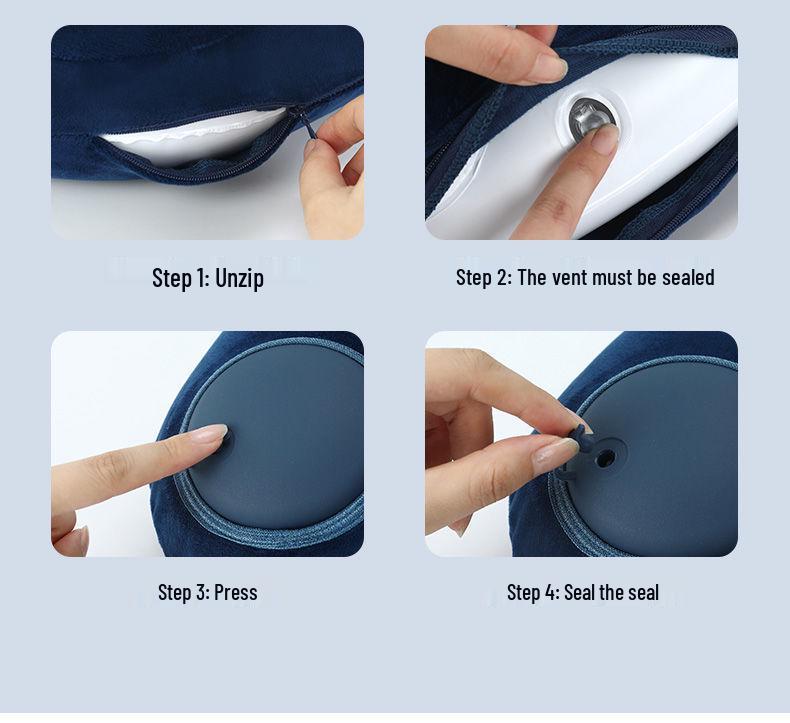 U-förmiges Reise-Nackenkissen - Zum Aufblasen drücken, Tragbare Stütze für Flüge und Geschäftsreisen