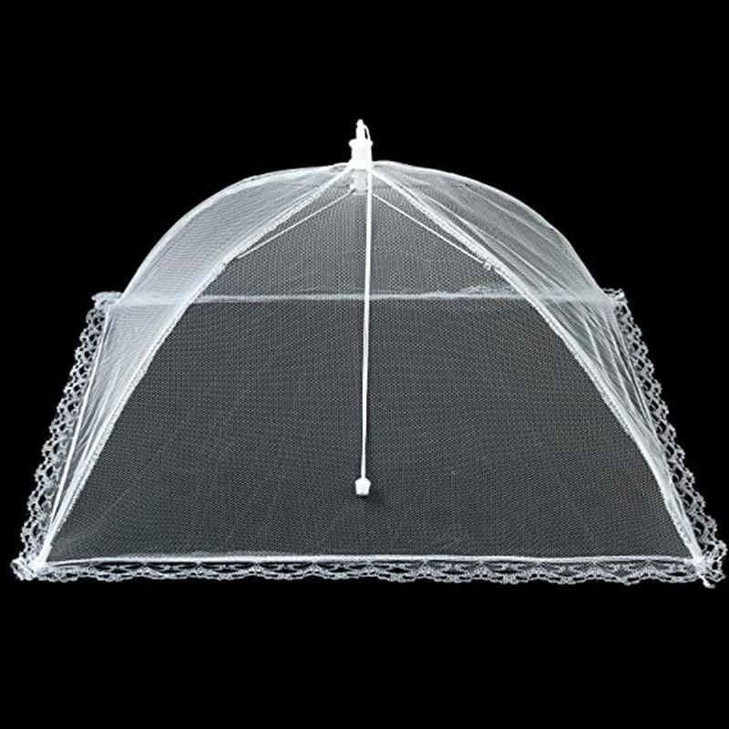 Large Pop-Up White Mesh Food Cover Tent - Foldable, Washable, Transparent Mesh, Ideal for Outdoor Picnics, BBQs, & Parties, Protects from Insects
