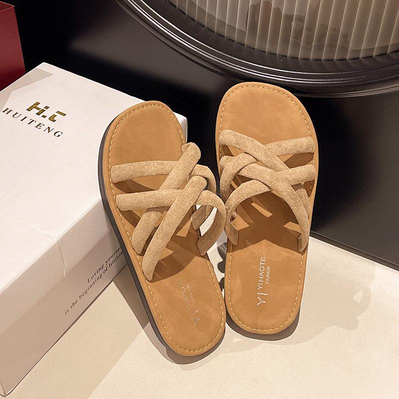 

Римские однословные шлепанцы женские нескользящие универсальные крутые шлепанцы пляжные летние в горошек модные 42 хаки