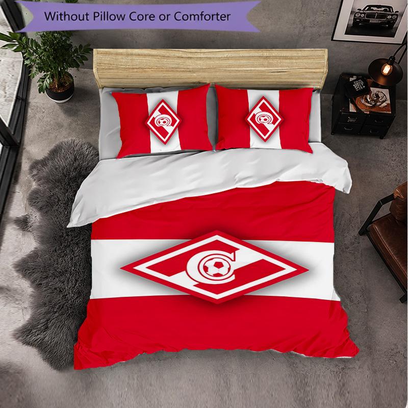 Spartak Moscow 3 Piece Bedding Set Soft Duvet Cover Set with Pillowcases Printed Bedroom Decor Set for Home