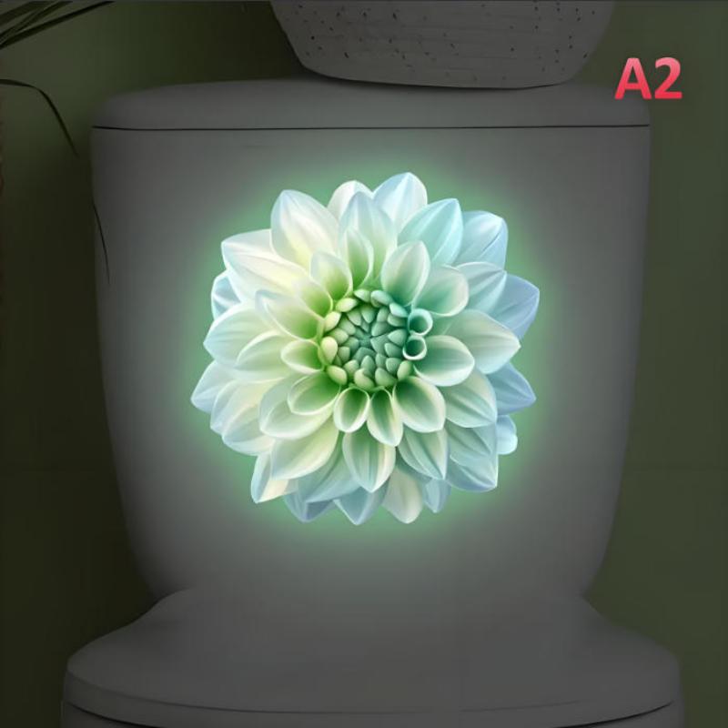 Badkamer Lichtgevende Toiletsticker Nachtlampje Lotus Muursticker Toiletbril Sticker Zelfklevend PVC Waterdicht Woondecoratie
