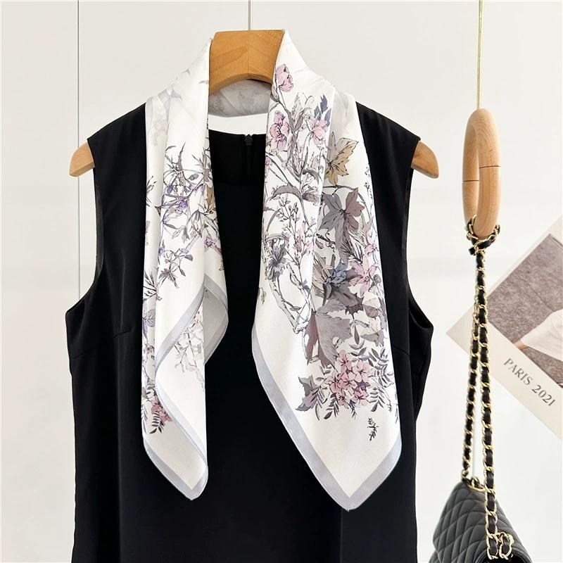 Luxury Mulberry Silk Scarf for Women 65cm Square Silk Scarf  Decoration Wrap Stole Neckerchief