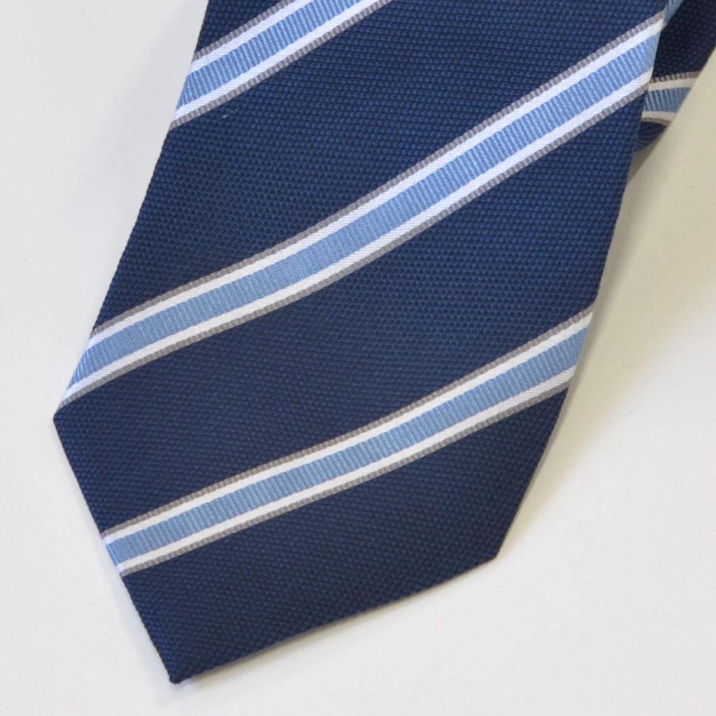 [Tuxedo Station] Silk Tie, Navy Blue Stripe, Men's, for Job Interviews, Weddings, Entrance Ceremonies, Graduation Ceremonies, After-Parties, Formal